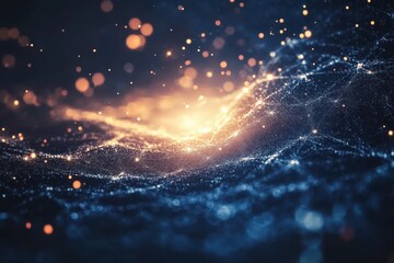 Wall Mural - exploration of vibrant cosmic particles in deep space reveals stunning visual effects and energy flo