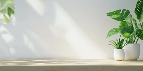 Fototapete - Modern Minimalist Bookshelf Design with Green Plants and Decorative Accents in Bright Interior Space for Stylish Living Room Aesthetic