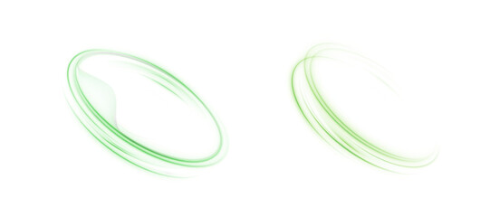 Fototapete - Airy abstract swirls in green neon light forming smooth loops on white background. Vector effect for eco design themes, clean tech or organic digital aesthetics.
