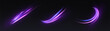 © Valeriia - Set of purple glow light swirls with neon glow on dark background for visual effects and user interfaces.