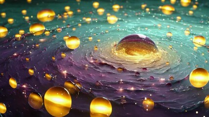 Wall Mural - Swirling galaxy with yellow and purple orbs
