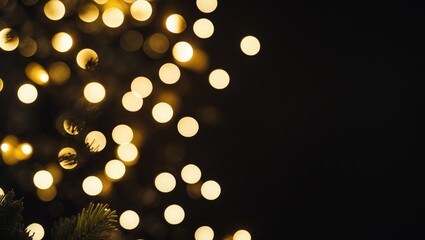 Wall Mural - abstract yellow bokeh created from lights against a black isolated background. concept, blur bokeh, 