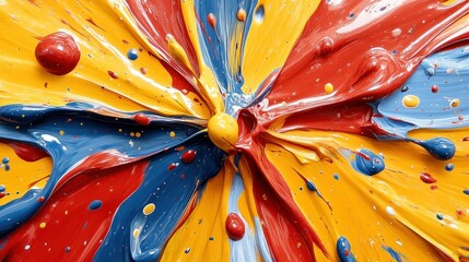 Wall Mural - Vibrant paint explosion, swirling colors, close-up studio shot