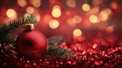Wall Mural - christmas xmas background red abstract valentine, red glitter bokeh vintage lights, happy holiday ne