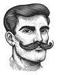 © vectorizer88 - Vintage Engraving of a Man with Mustache in Classic Style