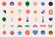 © Yana - vector illustration, hippie retro clipart, groovy colorful 60s, 70s illustrations