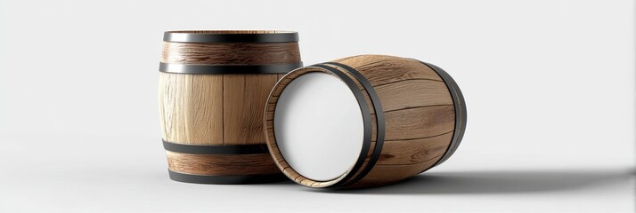 Leinwandbilder - Glossy Barrel Mockup Featuring Clean Labels and Distinctive Shadows for Product Display or Design Projects