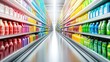 © One King - Endless aisle of vibrant bottled goods offering diverse choices in a contemporary supermarket setting with a perspective focus