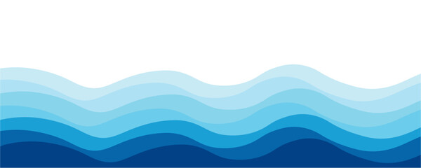 Wall Mural - Abstract blue wave pattern with layered gradient design for backgrounds.