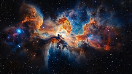 Wall Mural - celestial body emitting vivid colors, swirling amongst the stars