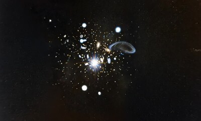 Wall Mural - Glowing stars moving in deep space appearing as distant galaxies made with Generative AI technology
