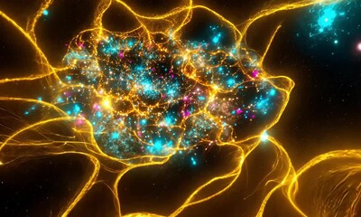 Wall Mural - Scientific visualization of stars moving through deep cosmic space made with Generative AI technology