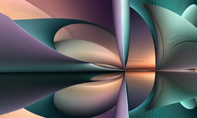 Wall Mural - dreamlike abstract tunnel of fluid teal and magenta hues made with generative ai technology