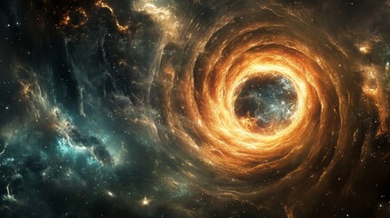 Wall Mural - a cosmic vortex glows vibrantly with swirling nebulas of vibrant colors, creating a mesmerizing cele