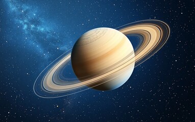 Wall Mural - stunning view of ringed planet in space, with celestial bodies