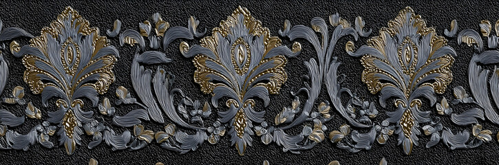 Wall Mural - Elegant damask seamless pattern with intricate floral motifs and ornate details, design, texture