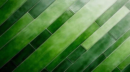Poster - Angled view showcases a lush green and white tropical-themed tile, ideal for contemporary decor. Ample copy space on the left enhances design flexibility