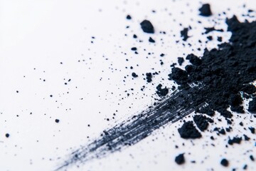 Leinwandbilder - Close-up view of bold black paint splashes and brush strokes on a light background, forming an abstract grunge effect with raw emotions and textures visible