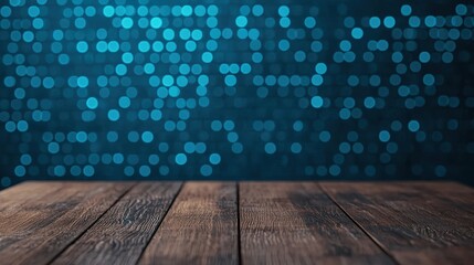 Aufkleber - Wooden table displaying vibrant blue ai network backdrop symbolizing advanced technology
