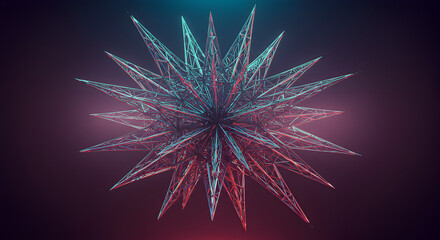 Geometric Crystal Structure With Sharp Edges and Vibrant Light Effects