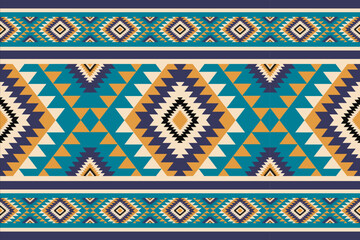 Aufkleber - Geometric southwestern pattern features vibrant turquoise, gold, and navy blue triangles and diamond shapes creating an eye catching design.