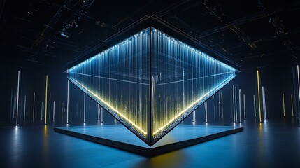 Wall Mural - futuristic glass pyramid stage, light show, event