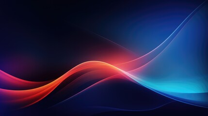 Wall Mural - Abstract background with colorful glowing lines on a dark blue gradient, vector illustration. Modern wallpaper design for a poster, cover or banner. 