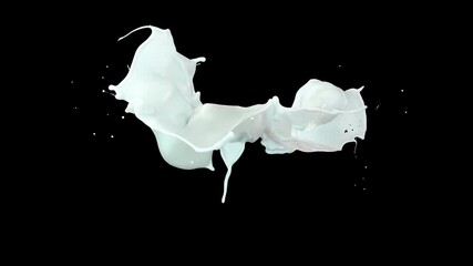 Wall Mural - creamy slow-motion milk splash with soft flow on transparent alpha