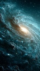 Wall Mural - Spiral Galaxy In Space With Bright Center And Cosmic Dust Cloud
