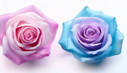 Wall Mural - pastel pink blue purple rose flower on white background