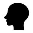 © Sam Design - silhouette of human head in profile view, simple black vector illustration for design and branding, isolated abstract composition