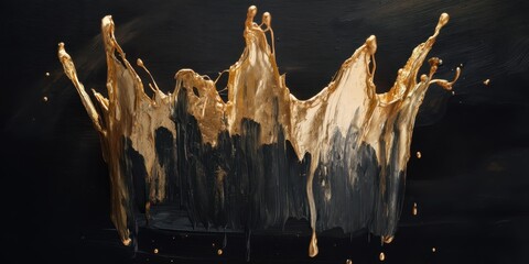 Poster - A gold and black crown with gold paint splatters