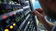 © Dragon - Technician connects network cable to server rack.