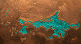 Abstract aged copper texture with teal oxidation creating visual depth