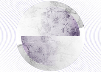 Poster - Violet and grey grunge circles abstract minimal background. Geometric tech vector design