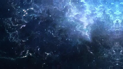 Wall Mural - Flight through ethereal blue nebula and starfield animation. Deep space visuals with moving gas clouds and stars. Ideal for sci-fi, presentations, abstract background loops