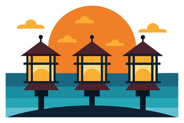 a-cluster-of-lanterns-on-the-beach-slowly-glowing-