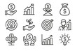 © Andrei - Vector icon set depicting financial growth concepts with hand illustrations, graphs, and monetary symbols for business and investment ideas