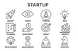 © Andrei - Vector icon set illustrating key concepts related to startup culture, including growth, planning, and teamwork