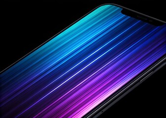 Wall Mural - abstract diagonal lines in blue and purple gradient on a black background.
