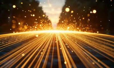 Wall Mural - elegant golden light streaks flowing with cinematic depth across the frame made with generative ai t