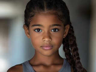 Wall Mural - digital portrait of a child with soft expression