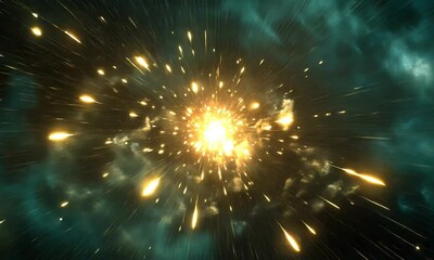 Wall Mural - radiant trails of golden and blue fireworks explode in a vivid night display made with generative ai