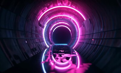 Wall Mural - hypnotic liquid tunnel effect with swirling teal and magenta hues in smooth motion made with generat