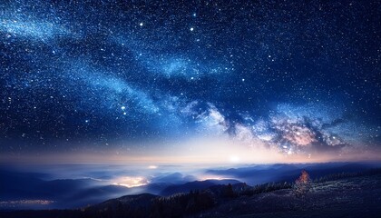 Wall Mural - cosmic sparkle night sky digital art abstract background dark atmosphere wide angle stellar wonder