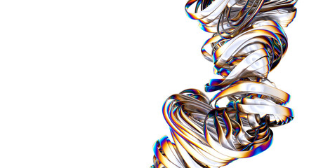 Poster - Abstract iridescent folds with a metallic sheen