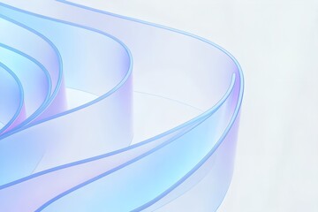 Canvas Print - Flowing Gradient Transparent Multilayer Glass – 3D Rendering of Elegant Abstract Background Design

