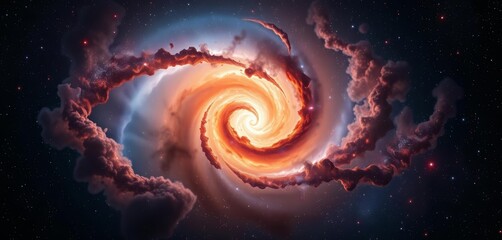 Wall Mural - Swirling cosmic dust and nebulae, vibrant stars, energetic galaxy core, stars, galaxy core