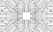 © patthana - Abstract black circuit board technology connected lines electronics elements computer motherboard chip processor semiconductor digital on white background vector