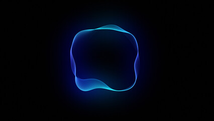 Wall Mural - abstract glowing neon lines forming a blue gradient futuristic 3d shape. digital technology, big dat
